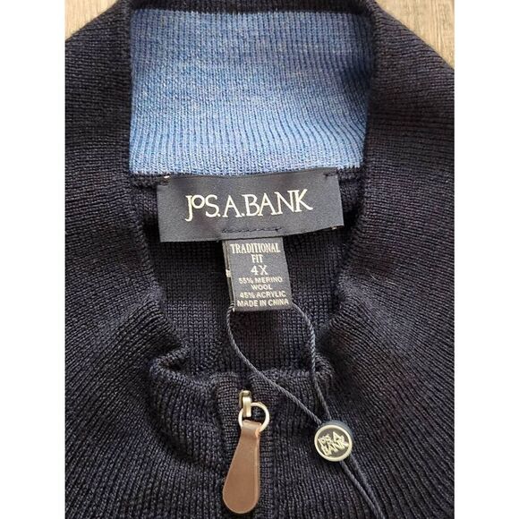 NWT Jos. A. Bank Argyle Wool Blend 1/4 Zip size men's 4X Blue Longsleeve stretch - Picture 2 of 7